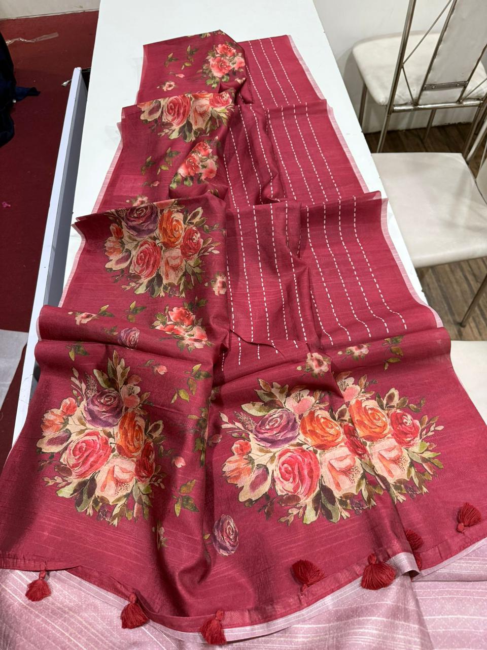 Tussar Floral Butta