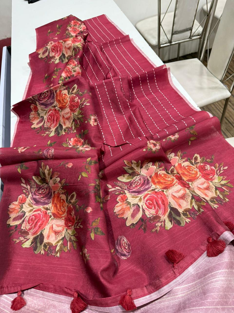 Tussar Floral Butta