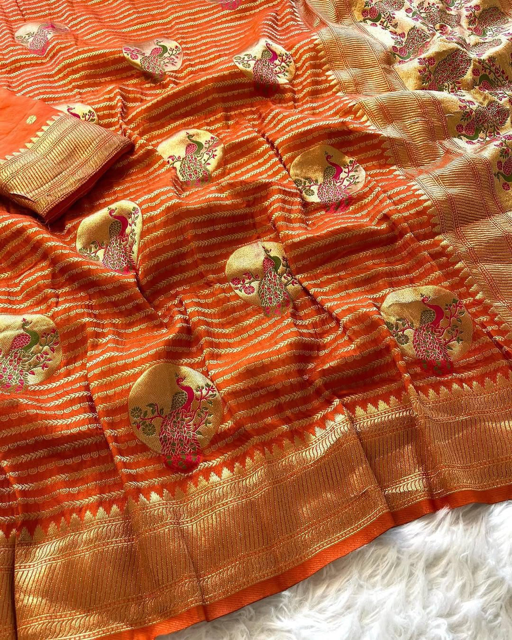 Khadi Peacock Meena Butta