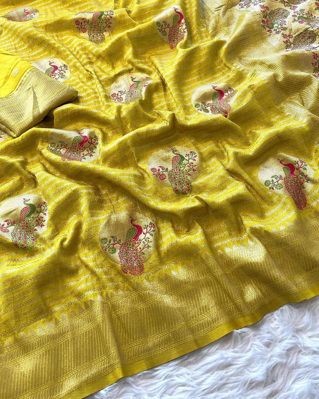 Khadi Peacock Meena Butta