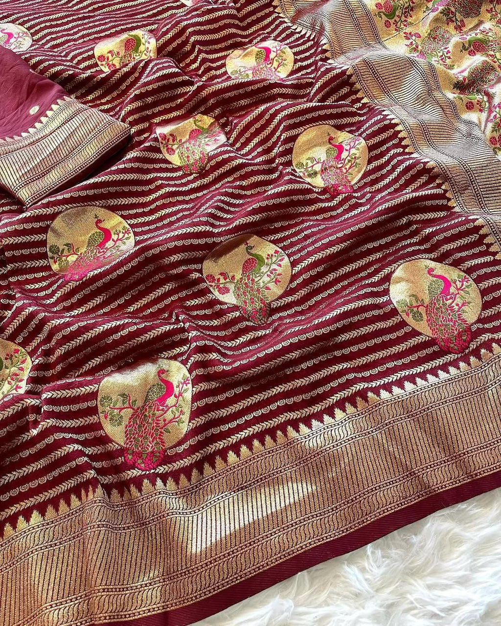 Khadi Peacock Meena Butta