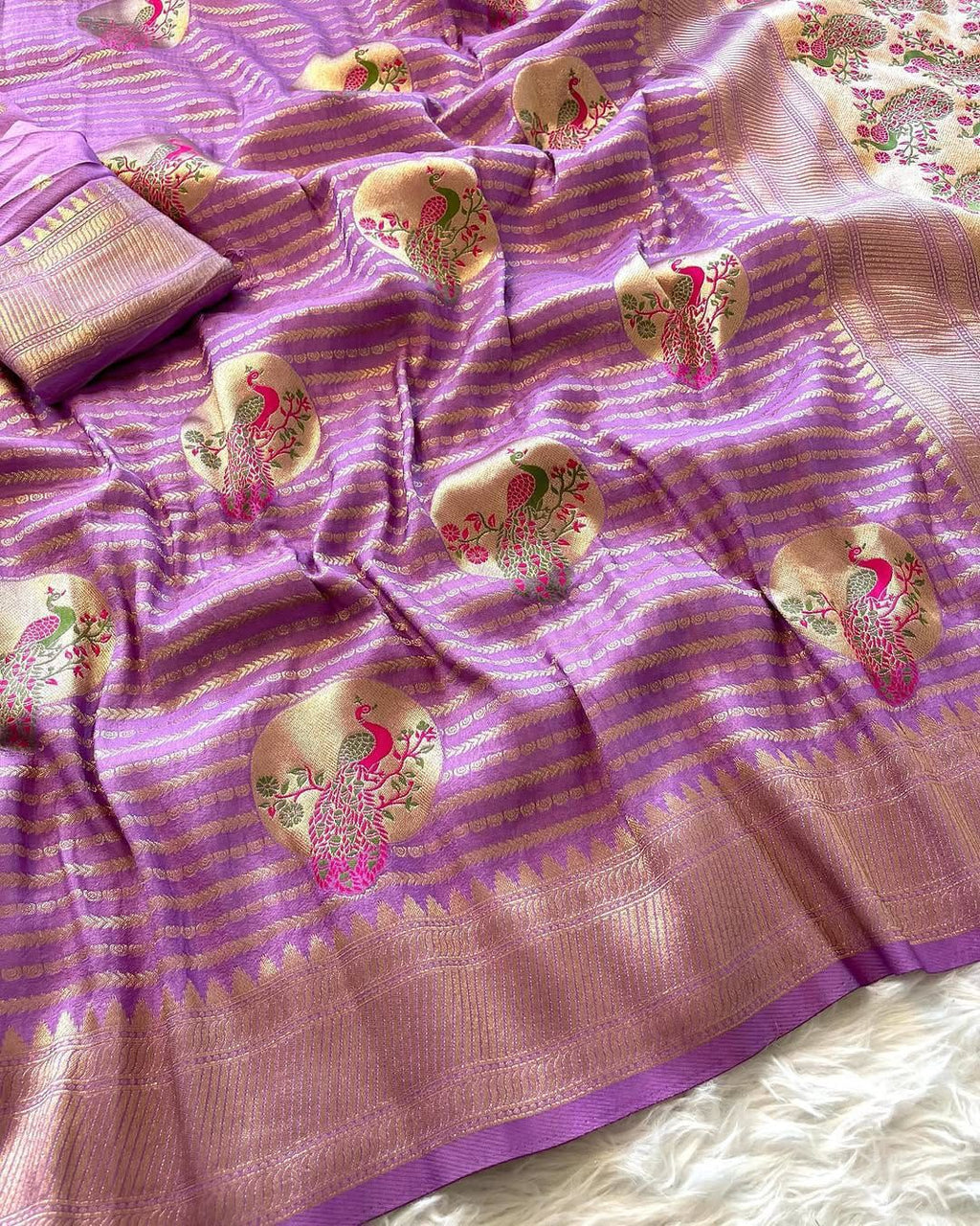 Khadi Peacock Meena Butta
