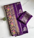 Crepe Tissue Meenakari Weaving Saree
