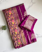 Crepe Tissue Meenakari Weaving Saree