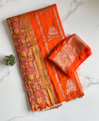 Crepe Tissue Meenakari Weaving Saree