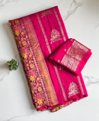 Crepe Tissue Meenakari Weaving Saree