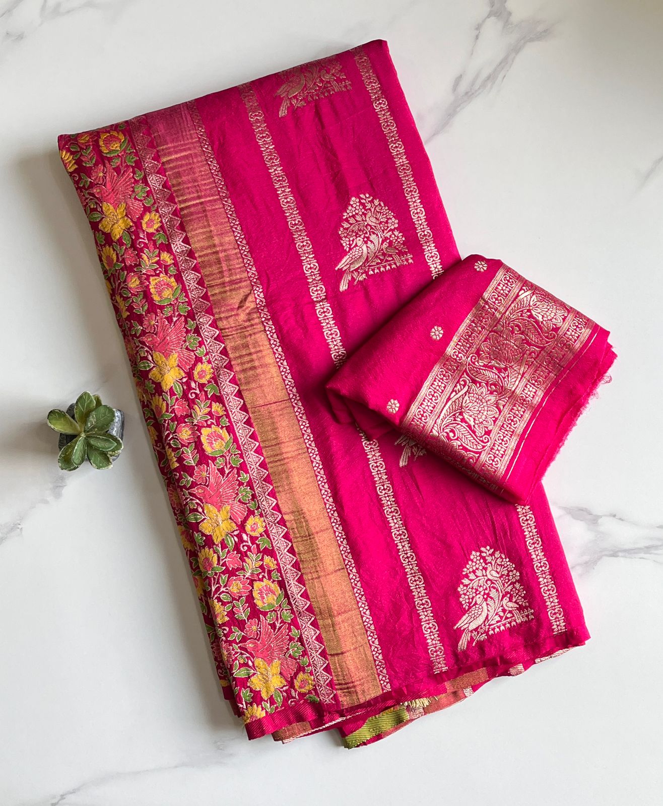 Crepe Tissue Meenakari Weaving Saree