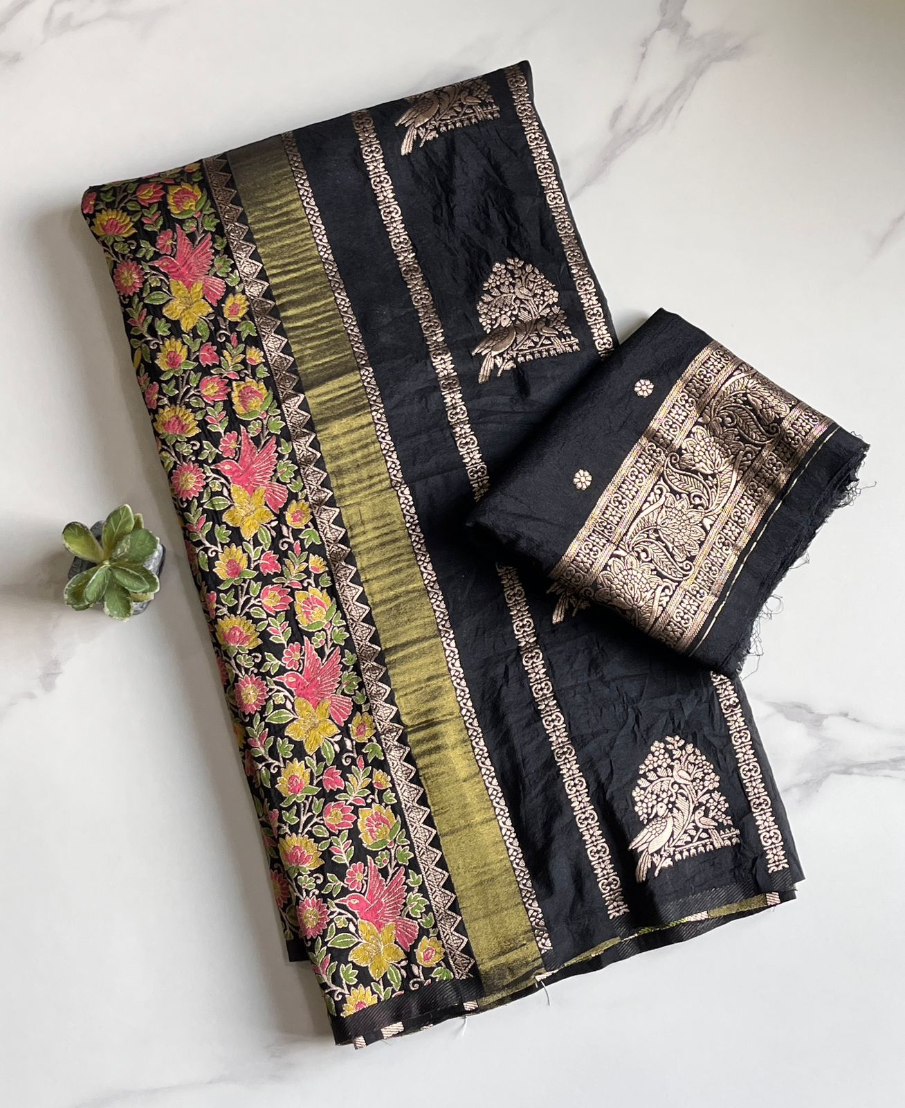 Crepe Tissue Meenakari Weaving Saree