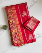 Crepe Tissue Meenakari Weaving Saree