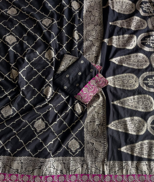 Crepe Khadi Silk Saree with Sequin Embroidered Border