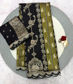 Crepe Khadi Tissue Swan Pavilion Pallu Motifs Sequin Scallop Lace