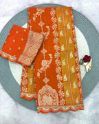 Crepe Khadi Tissue Swan Pavilion Pallu Motifs Sequin Scallop Lace